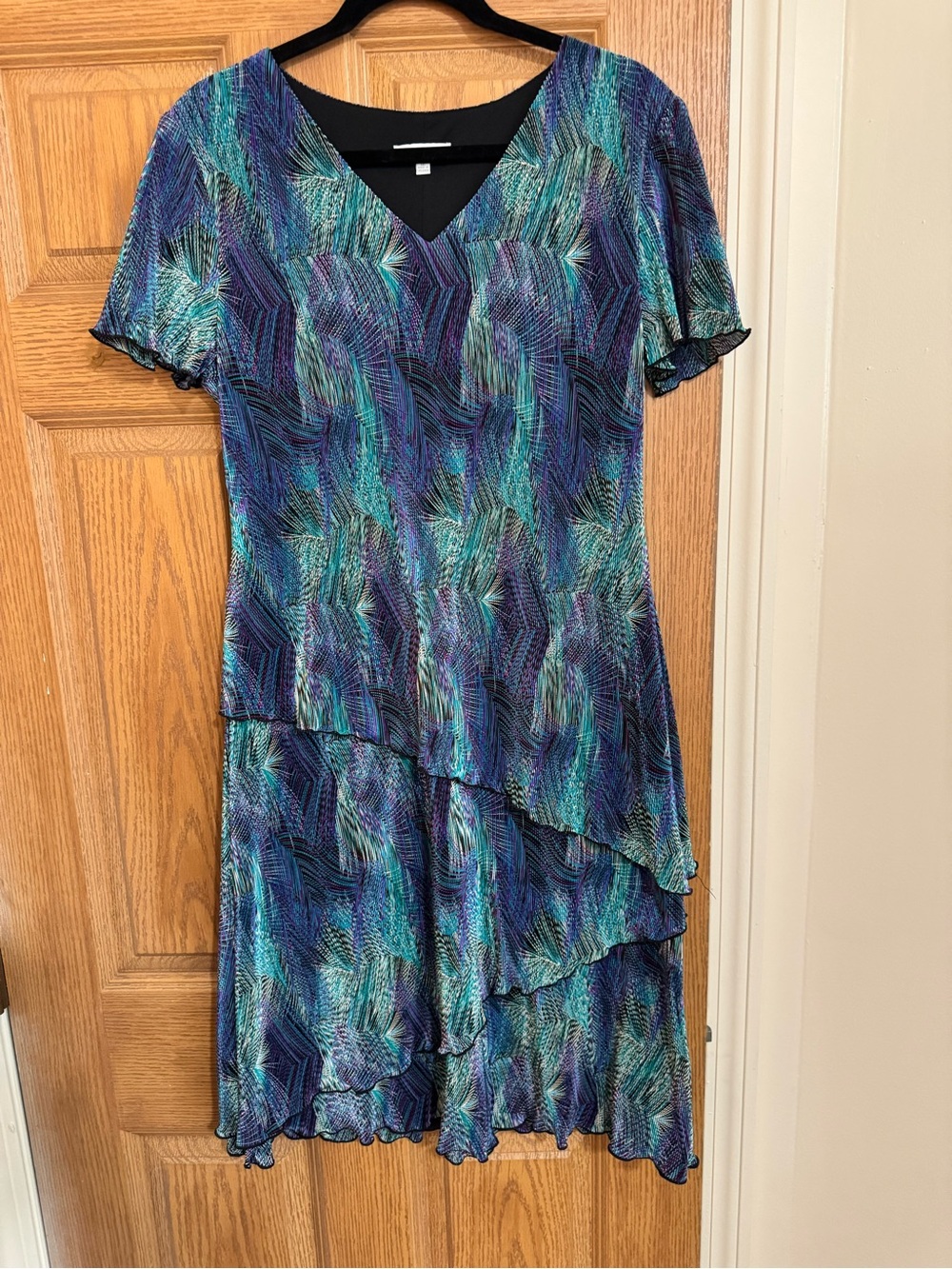 Dressbarn Layered Midi Dress in Teal & Purple